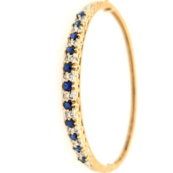 Pre Owned 9ct Diamond and Sapphire Set Bangle ZV83